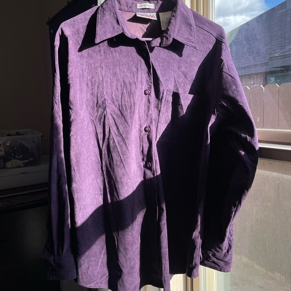 90s Billblass jeans purple button down long sleeve top - Picture 6 of 17